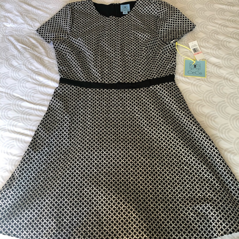 Trellis link Belt fit & flare dress